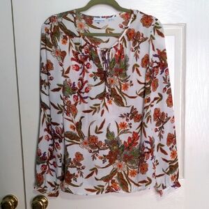 Floral Print Long Sleeve Large Blouse By Liz Claiborne. EUC